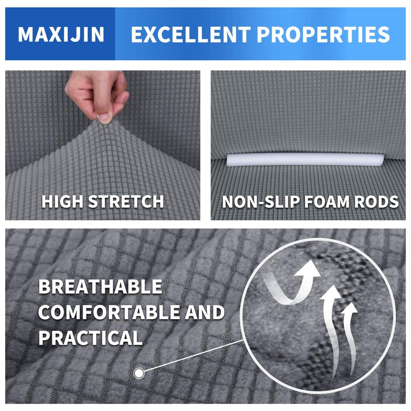 MAXIJIN Stretch Chair Cover Chair Slipcovers with Arms, 1-Piece Couch Sofa Chair Covers for Living Room, Non Slip Armchair Cover (31"-46") Furniture Protector Dogs Pet Friendly (Chair, Light Grey) - Image 4